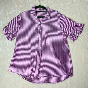 Beach Lunch Lounge Shirt Medium Women’s Ruffle Beach casual top vacation